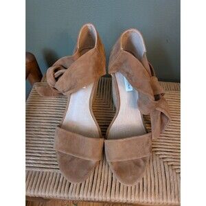 Saks Fifth Avenue Women Brown Suede Leather Wedge Sandals Sz 7 Boho Festival Lux